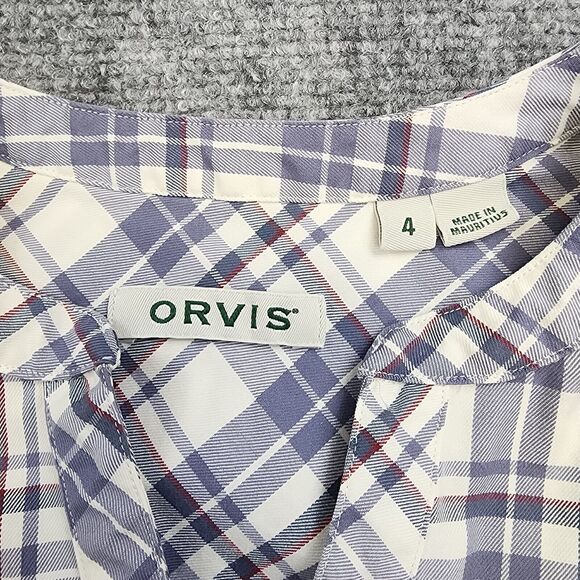 Orvis Shirt Womens 4 Plaid Long Sleeve 1/2 Button Up Top Casual Pockets Outdoor - Picture 2 of 14
